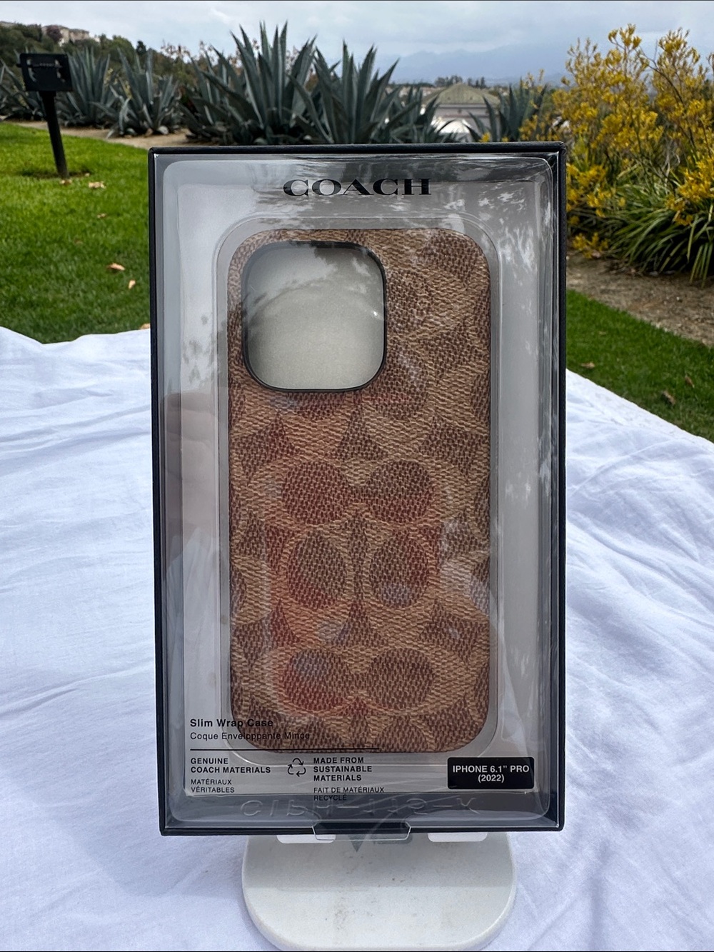 COACH Brown Signature Slim Wrap Case for iPhone 14 Pro